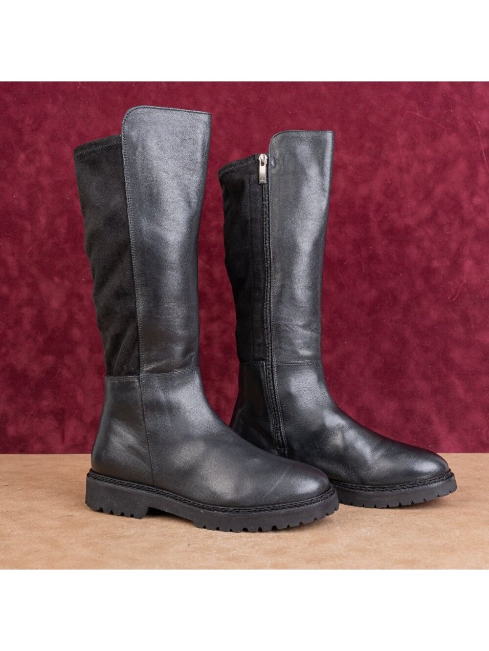 Aquatalia Women Black Riding Leather Weatherproof Comfort Fashion Boots sz 8.5